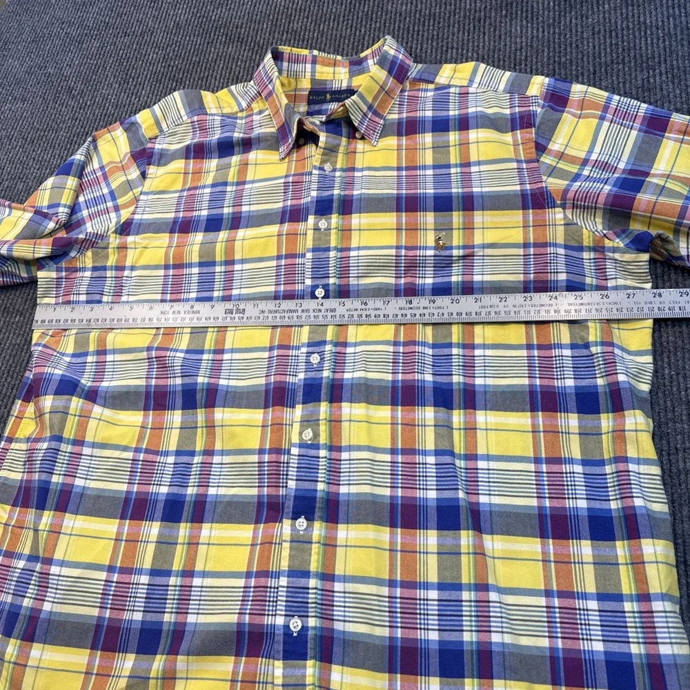 Polo Ralph Lauren Shirt 2XB Big TALL Madras Plaid Button Down Long Sleeve Preppy